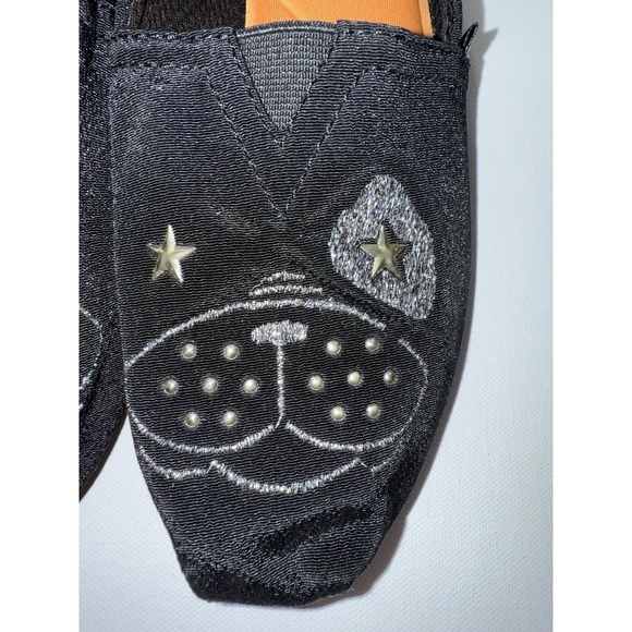 BOBS by Skechers Black Slip On Flats Dog Cat Face Stars Memory Foam Women's 9.5 - Picture 3 of 9